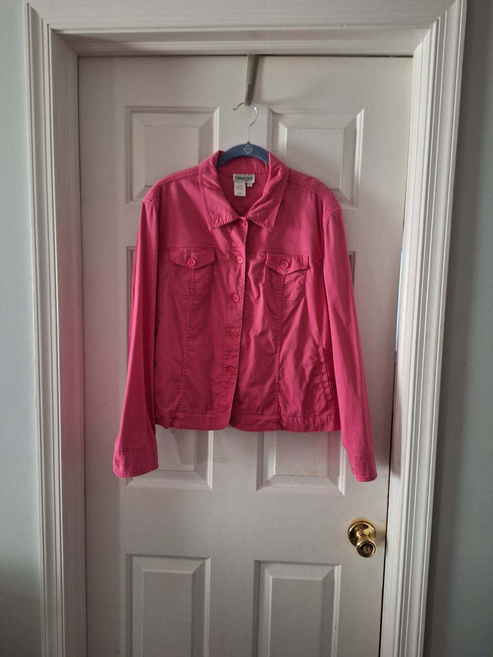 Coldwater Creek Bright Pink Button-Up Jean Jacket L